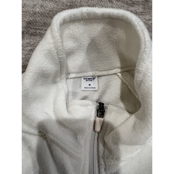 Old Navy Active Medium White Womens Zipper Fleece Tracksuit Jumper Shirt Sweater - Picture 3 of 3